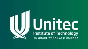 Logo of unitec institute of technology featuring a white stylized 'u' and text on a green background.