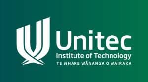 Logo of unitec institute of technology featuring a white stylized 'u' and text on a green background.