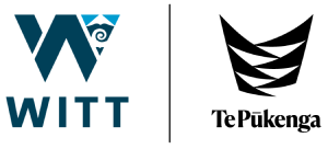 Logo of Western Institute of Technology at Taranaki (WITT), featuring stylized "W" in dark blue and the text "WITT" below it.