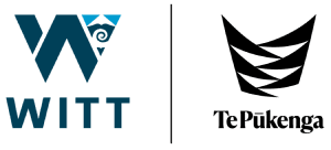 Logo of Western Institute of Technology at Taranaki (WITT), featuring stylized "W" in dark blue and the text "WITT" below it.