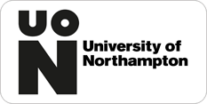 Logo of the university of northampton featuring stylized letters "uon" in black on a gray background with the university's name written in full beneath.