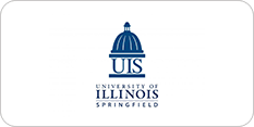 Logo of the university of illinois springfield featuring a stylized blue dome above the text "uis" and the full university name below.