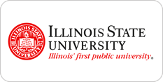Logo of illinois state university, featuring a red circular seal and text "illinois state university, illinois' first public university" on a white background.