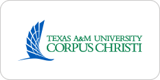 Logo of texas a&m university-corpus christi featuring a stylized blue feather and green text on a white background.