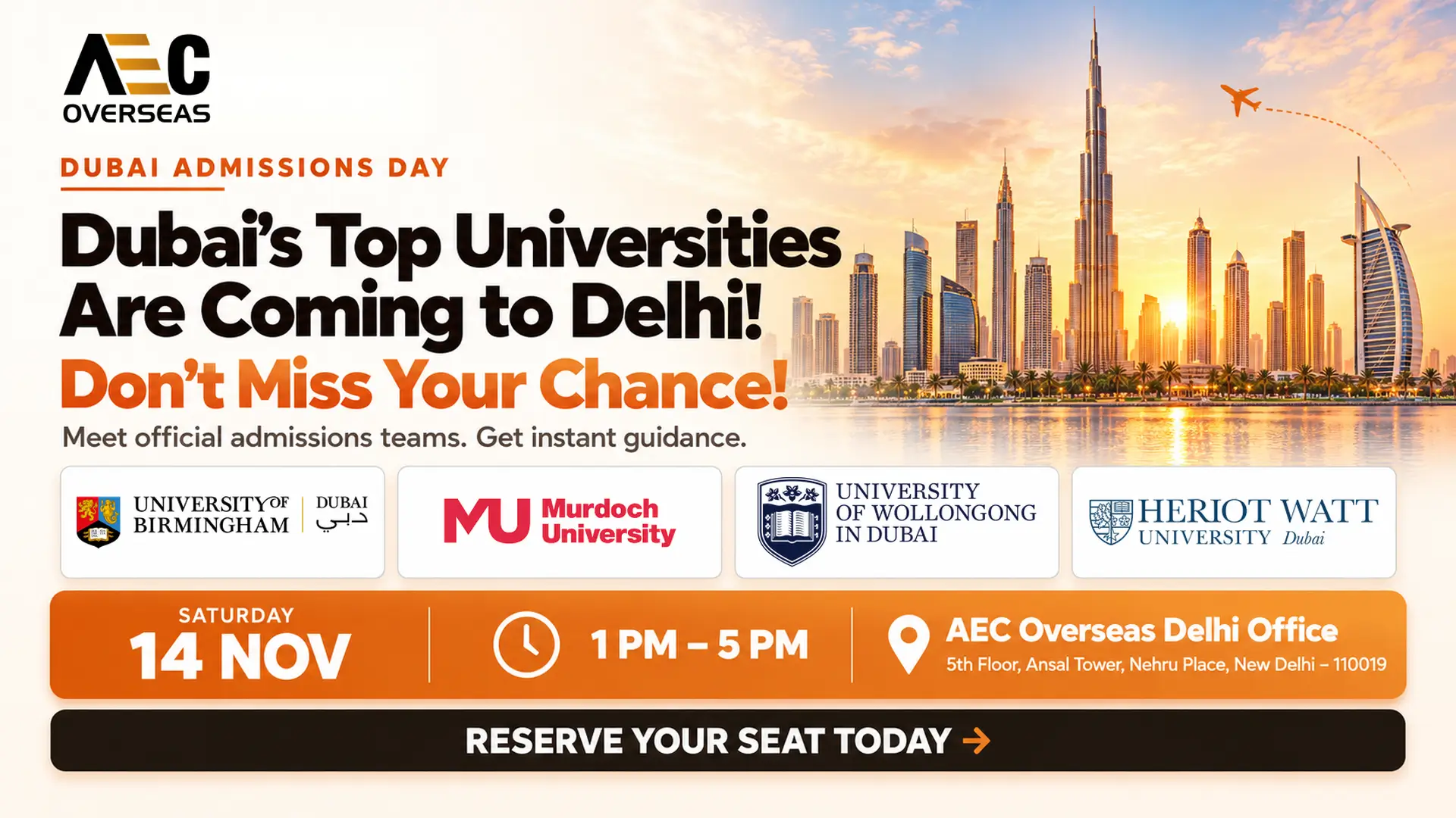 Dubai Admissions Day Banner